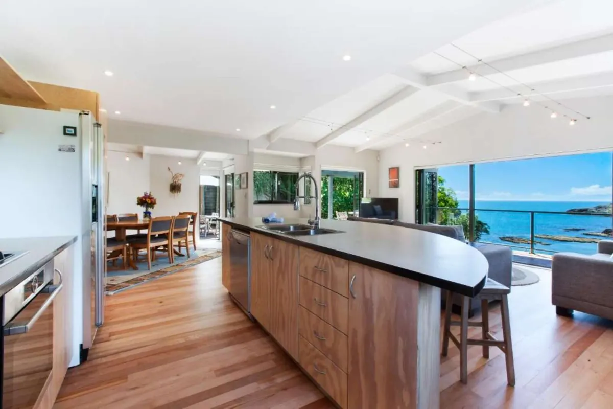 Designer kitchen with sea views